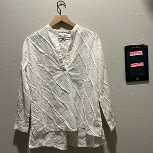 Sundance Cream Textured V-Neck Tunic